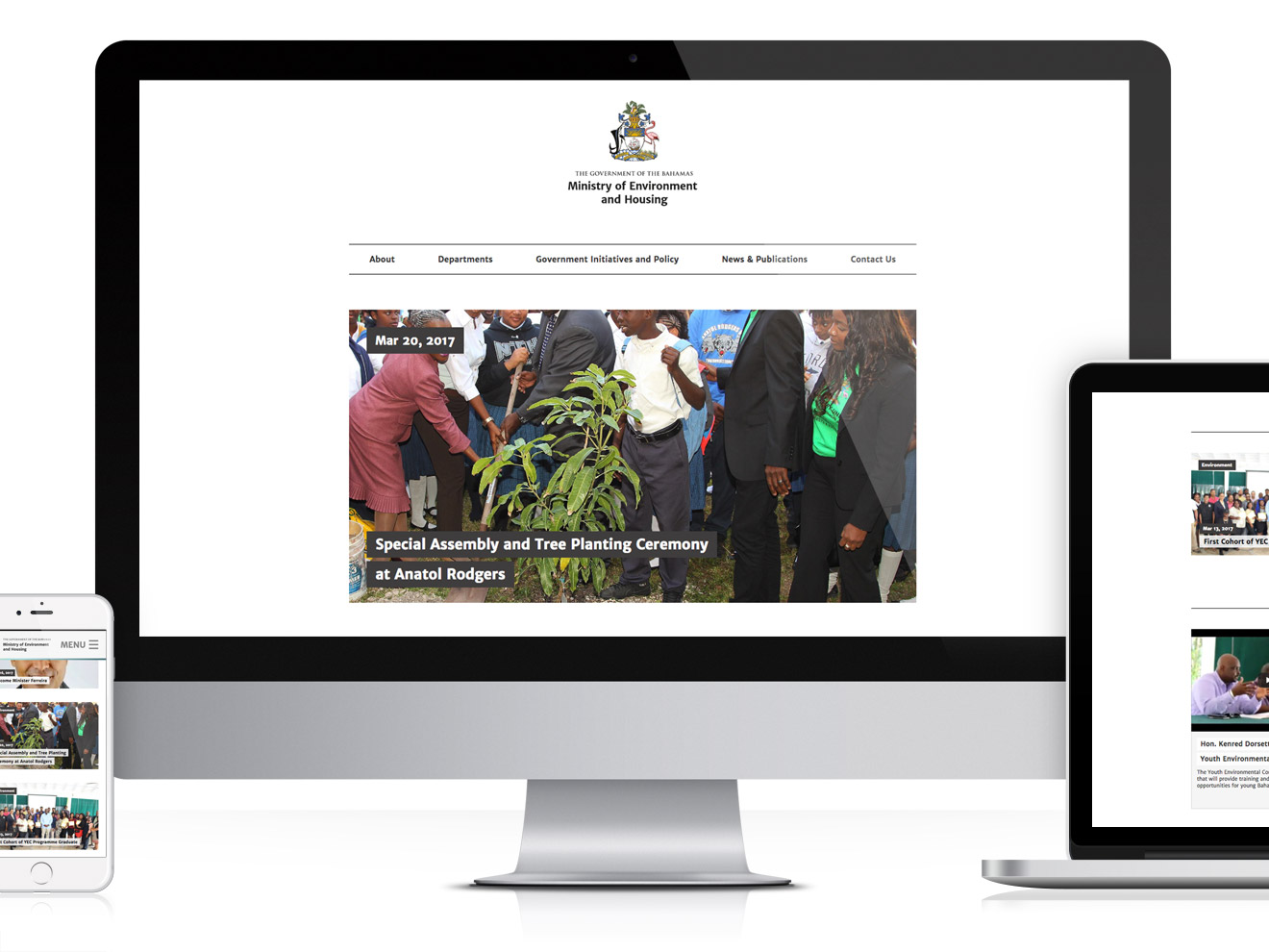 Bahamas Environment and Housing website, multi-media responsiveness