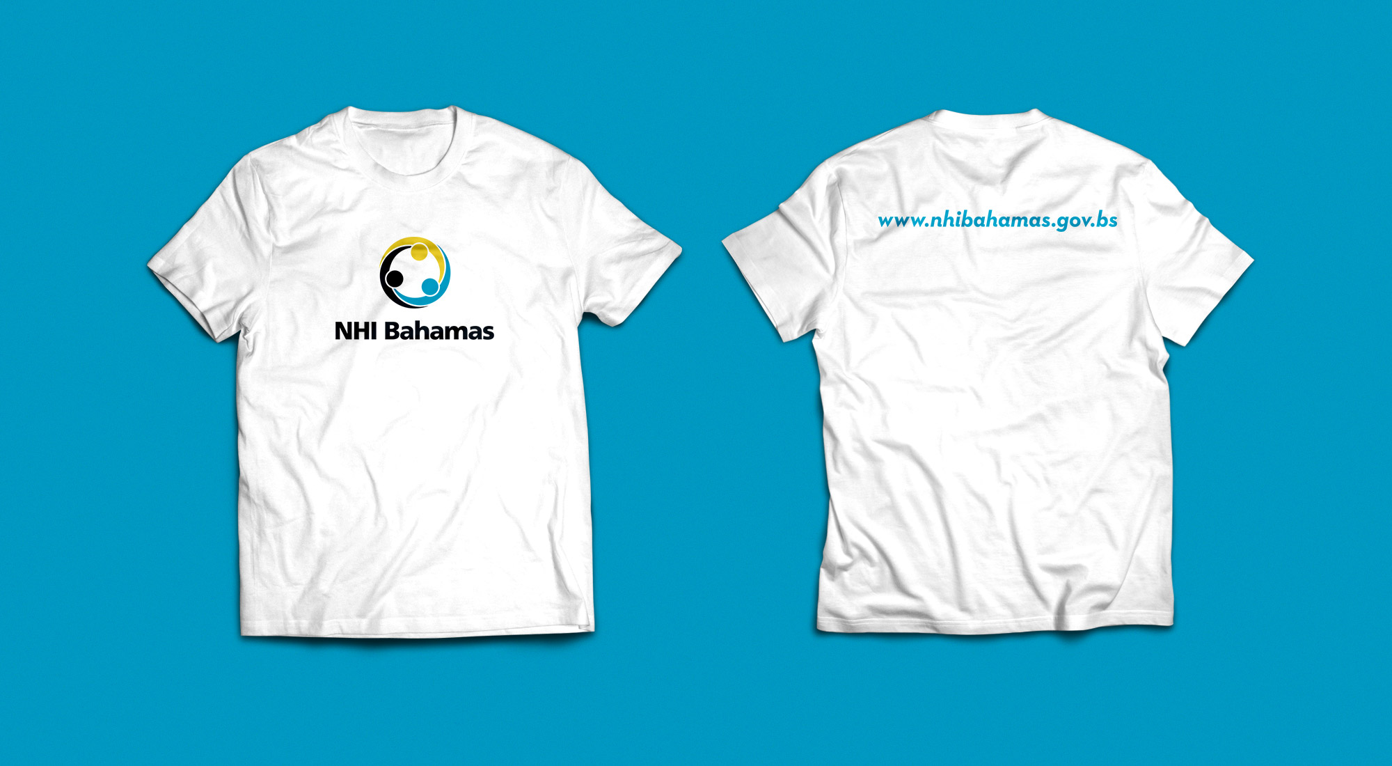 NHI Bahamas Logo on White T-Shirts