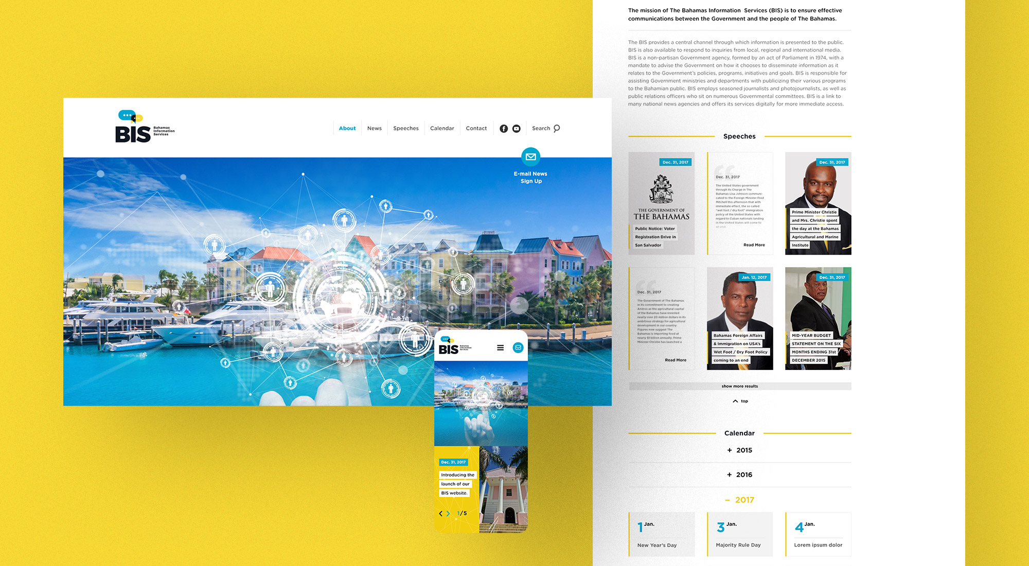 Bahamas Information Services Website on multiple devices