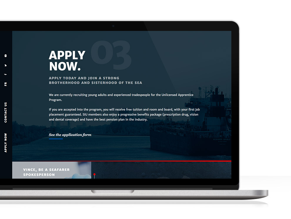 Be a Seafarer website on laptop