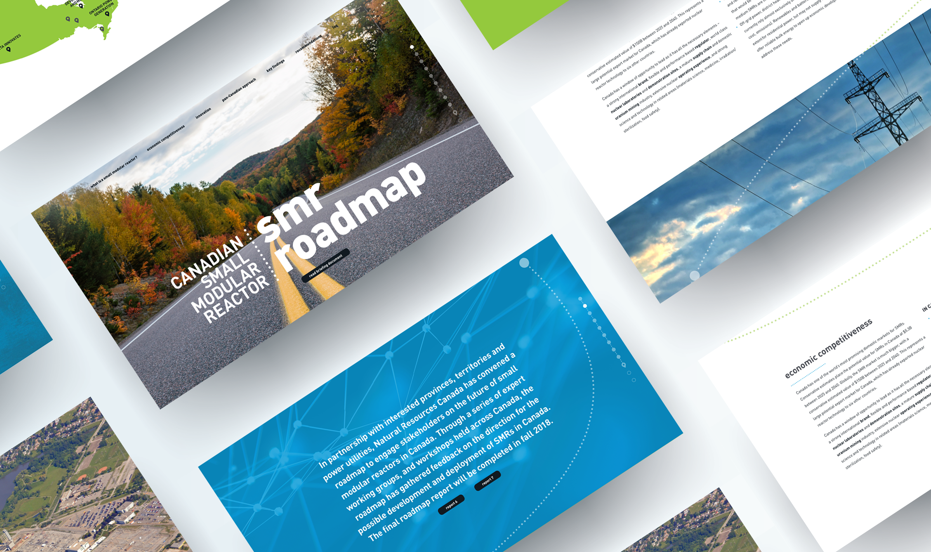 Preview of multiple screens from the SMR Roadmap website.