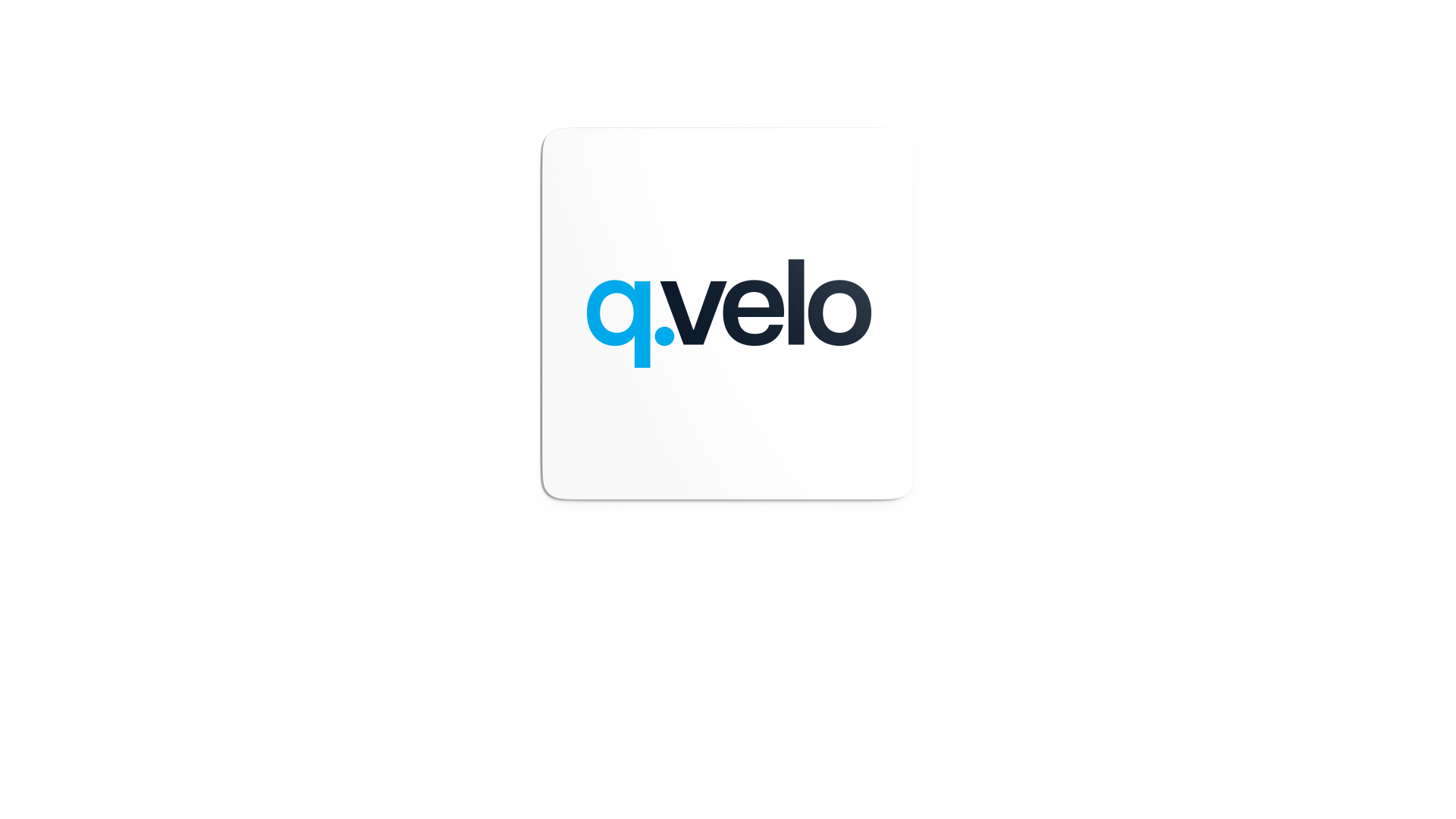 Full colour Qvelo logo on square sticker with rounded corners white background.
