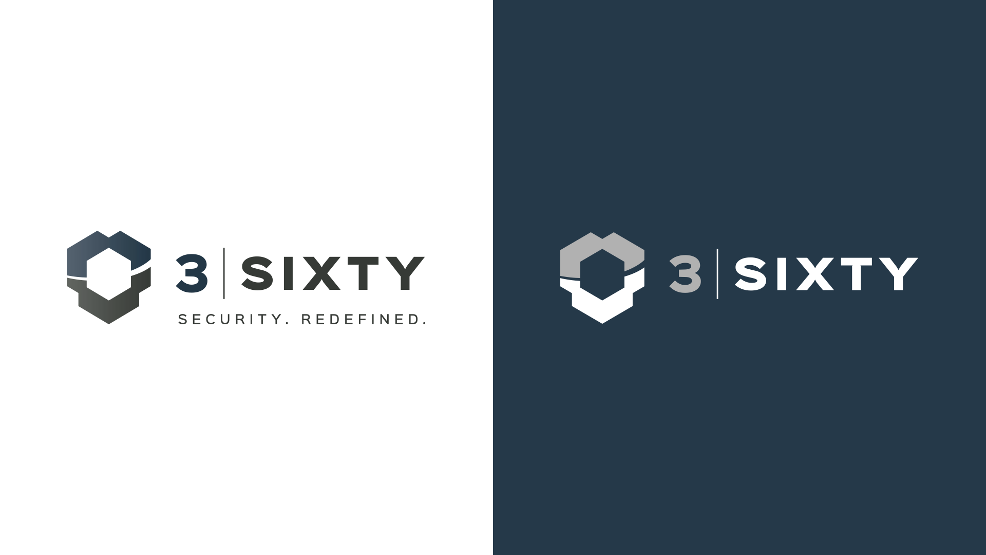 Side-by-side logos: left shows full-colour logo on white; right shows reverse logo on navy blue.