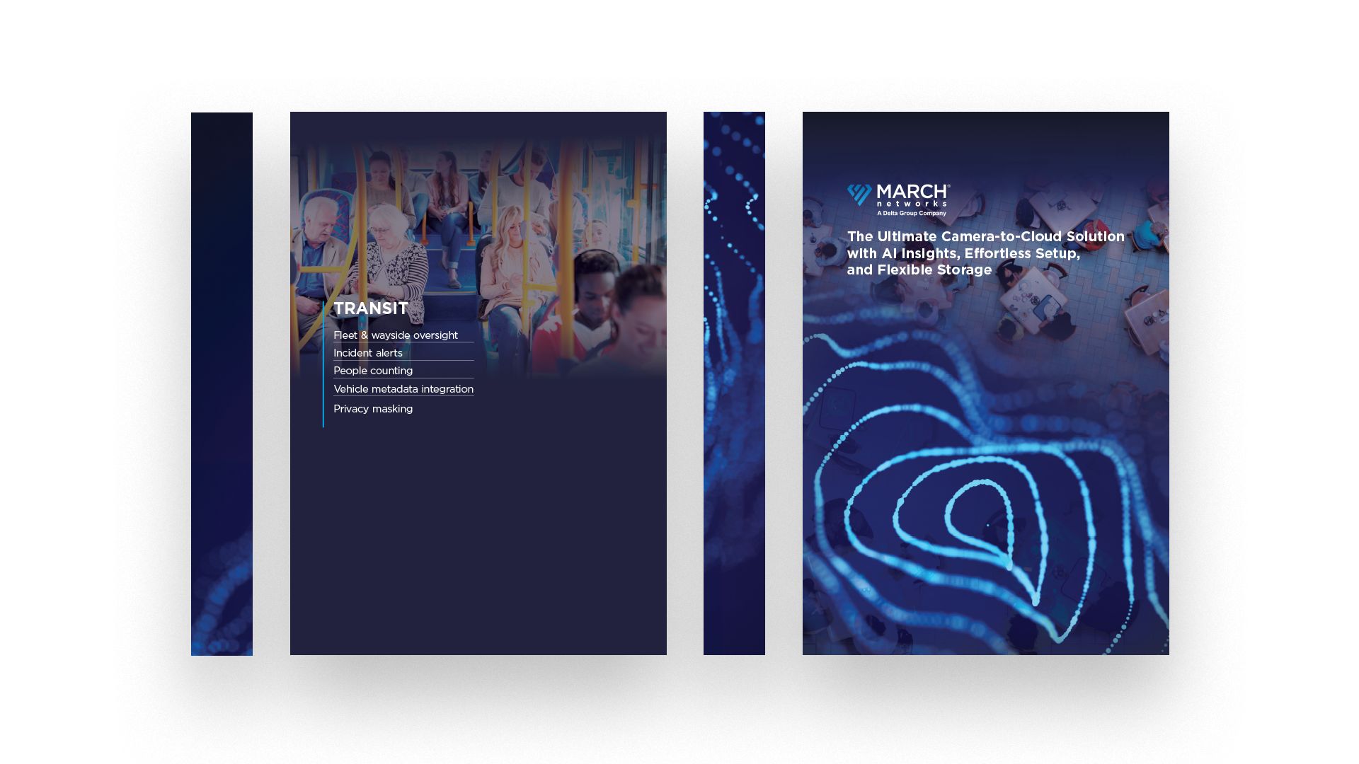 Bridge panels side-by-side, 2 side wall panels and 2 larger panels with informational content and additional imagery.