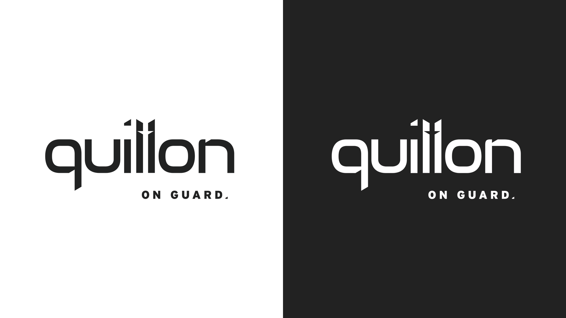 Side-by-side logos: left shows black logo on white; right shows white logo on black.