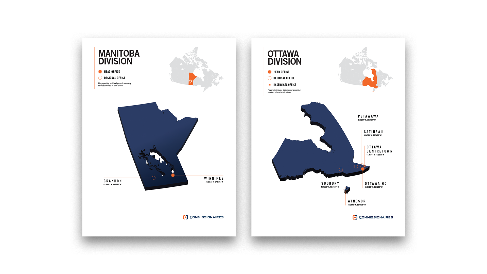 Two letter-sized pages featuring the Manitoba and Ottawa divisions.