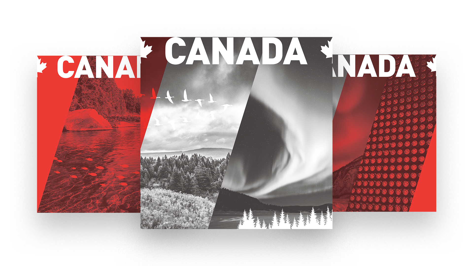 Flats of the WNE 2025 Canada booth wall designs